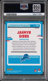 2023 Panini Donruss Optic 236 Jahmyr Gibbs Green Hyper PSA 10