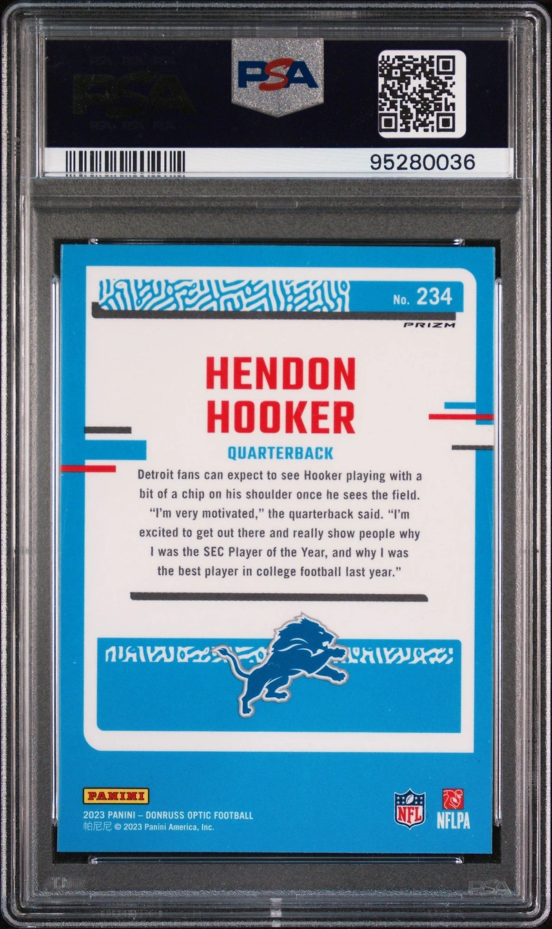 2023 Panini Donruss Optic 234 Hendon Hooker Pink PSA 10
