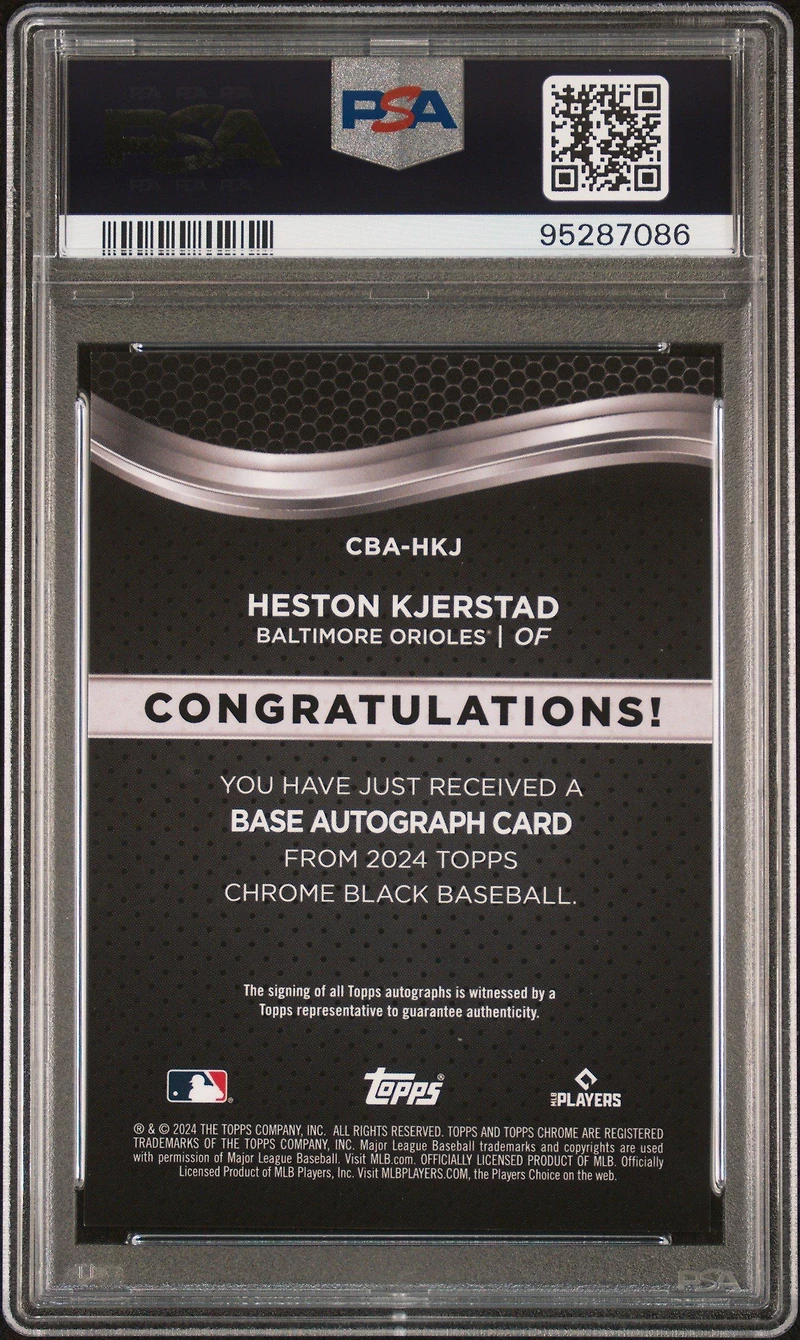 2024 Topps Chrome Black Autographs Hkj Heston Kjerstad PSA 10