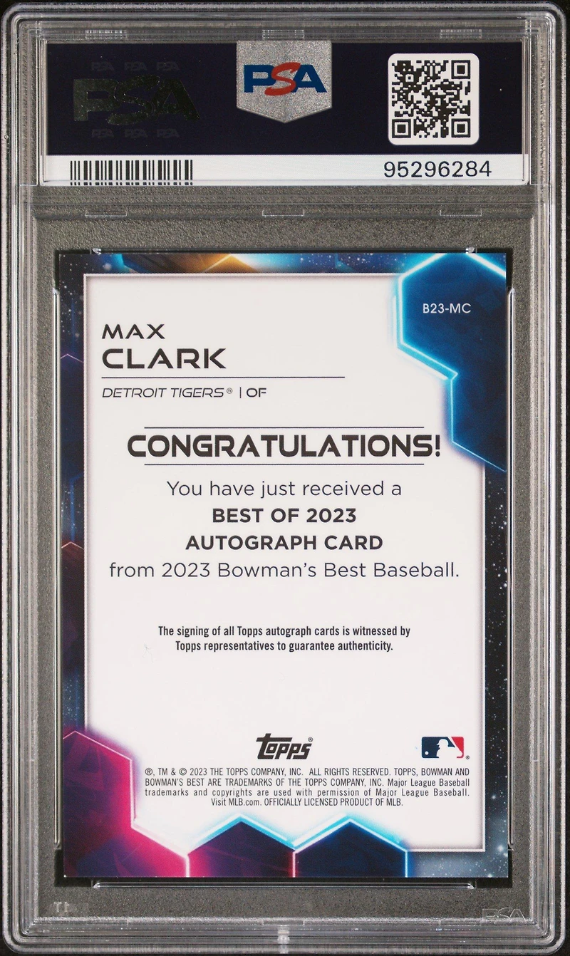2023 Bowman's Best Best Of 2023 Autographs B23mc Max Clark Mini Diamond PSA 9