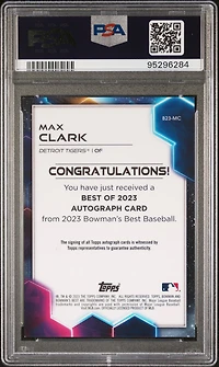 2023 Bowman's Best Best Of 2023 Autographs B23mc Max Clark Mini Diamond PSA 9