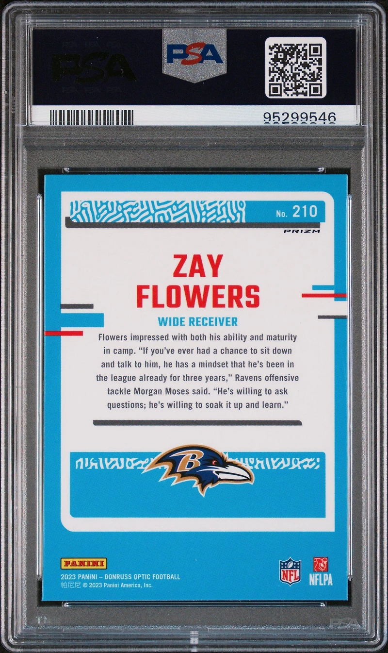 2023 Panini Donruss Optic 210 Zay Flowers Holo PSA 10