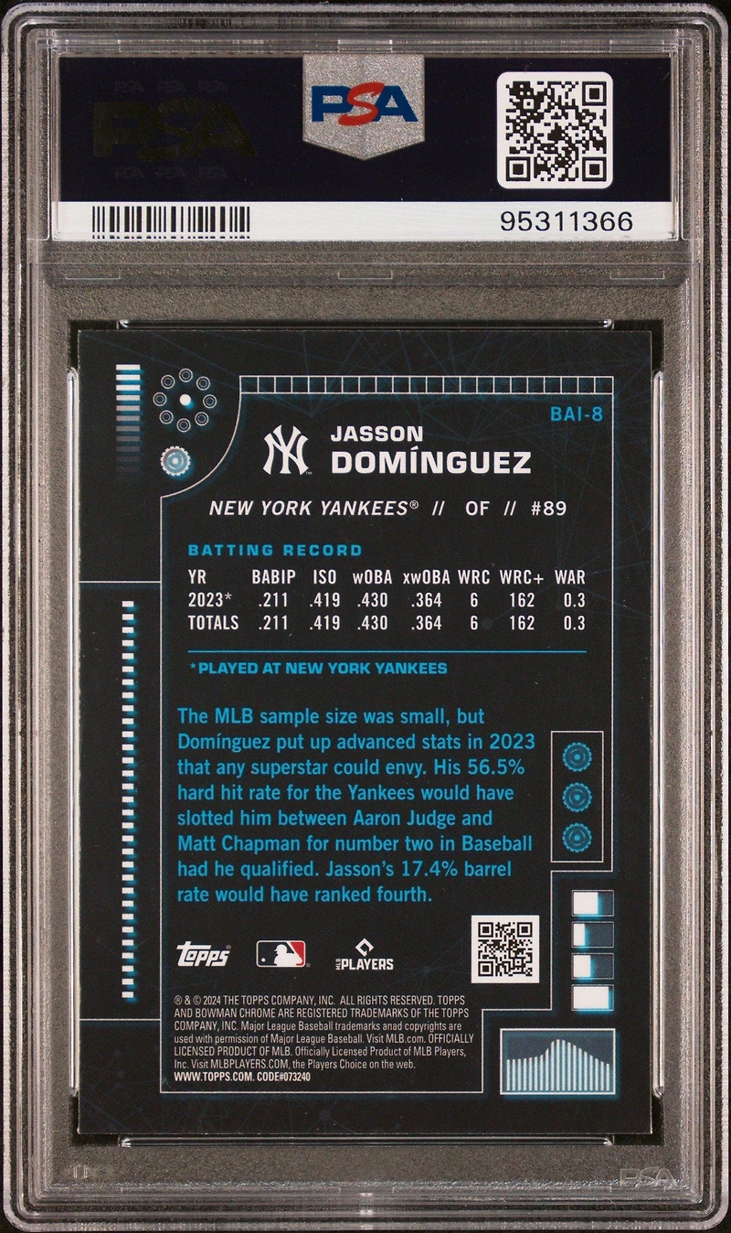 2024 Bowman Bowman Ai Bai8 Jasson Dominguez PSA 10