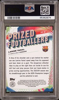 2023-24 Topps Finest Uefa Club Competitions Prized Footballers Pf8 Lamine Yamal PSA 10