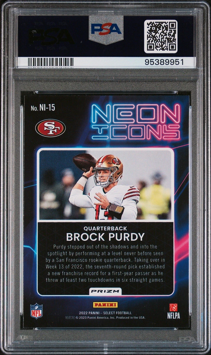 2022 Panini Select Neon Icons Ni15 Brock Purdy Silver Prizm PSA 10