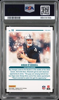 2023 Panini Donruss Optic Mythical 16 Aidan O'connell PSA 8