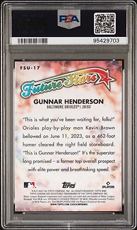 2023 Topps Chrome Update Future Stars Fsu17 Gunnar Henderson PSA 10
