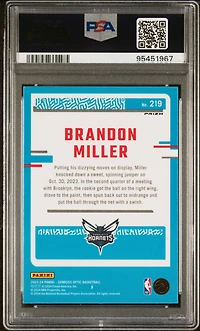 2023 Panini Donruss Optic 219 Brandon Miller Blue Velocity PSA 10
