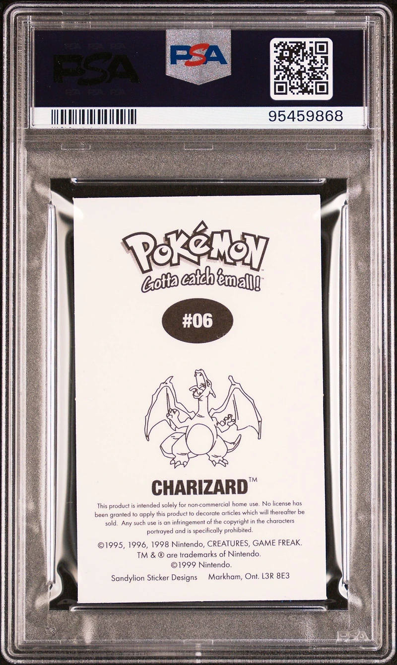 2000 Sandylion Pokemon Stickers 06 Charizard PSA 8