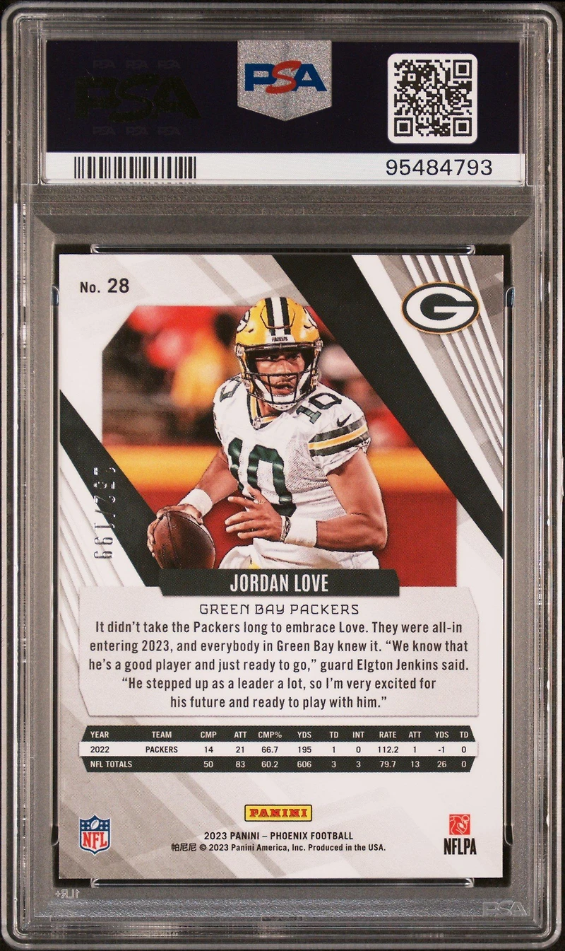 2023 Panini Phoenix 28 Jordan Love Red Seismic PSA 10