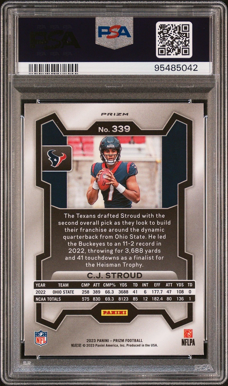 2023 Panini Prizm 339 Cj Stroud Silver Prizm PSA 10