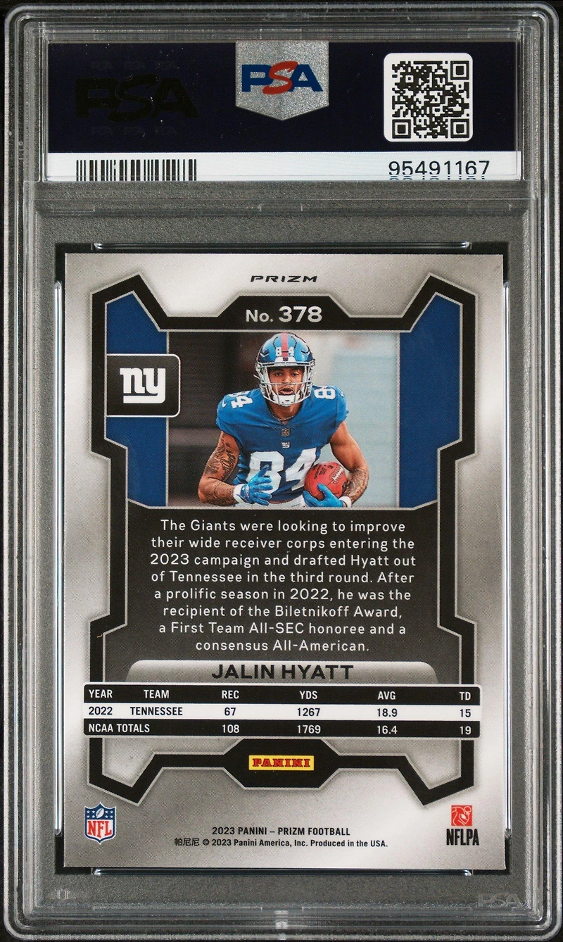 2023 Panini Prizm 378 Jalin Hyatt Silver Prizm PSA 10