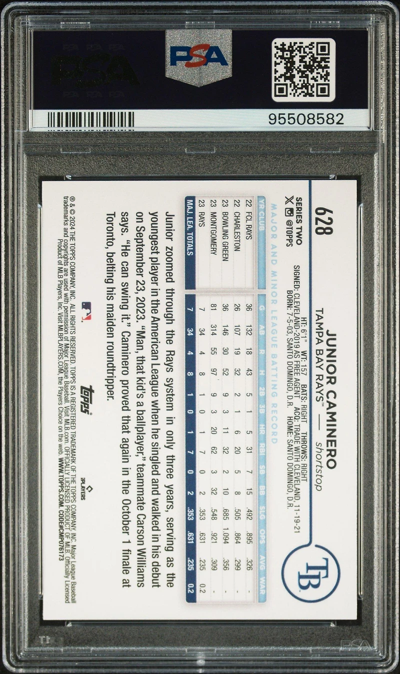 2024 Topps 628 Junior Caminero PSA 10