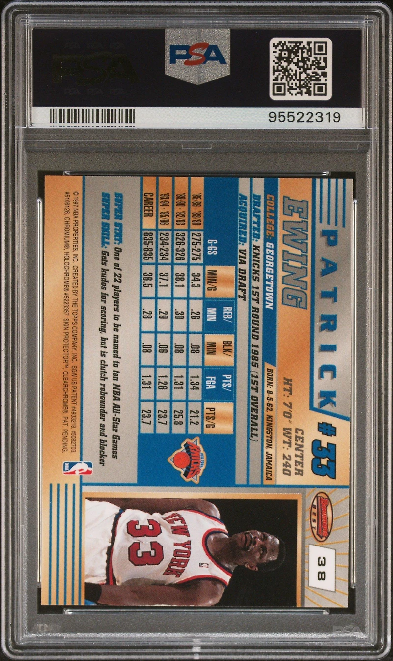 1996 Bowman's Best 38 Patrick Ewing PSA 10