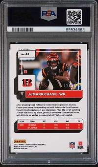 2022 Panini Donruss Optic 41 Ja'marr Chase Purple PSA 10