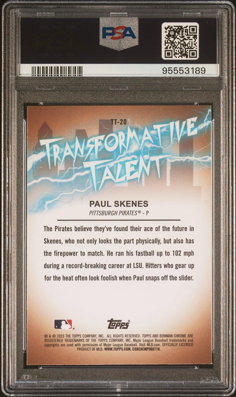 2023 Bowman Draft Transformative Talent Tt20 Paul Skenes PSA 9
