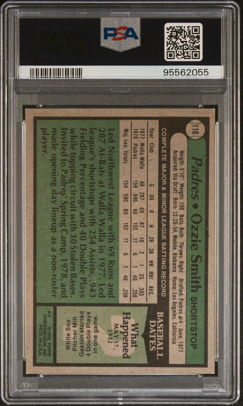 1979 Topps 116 Ozzie Smith PSA 8