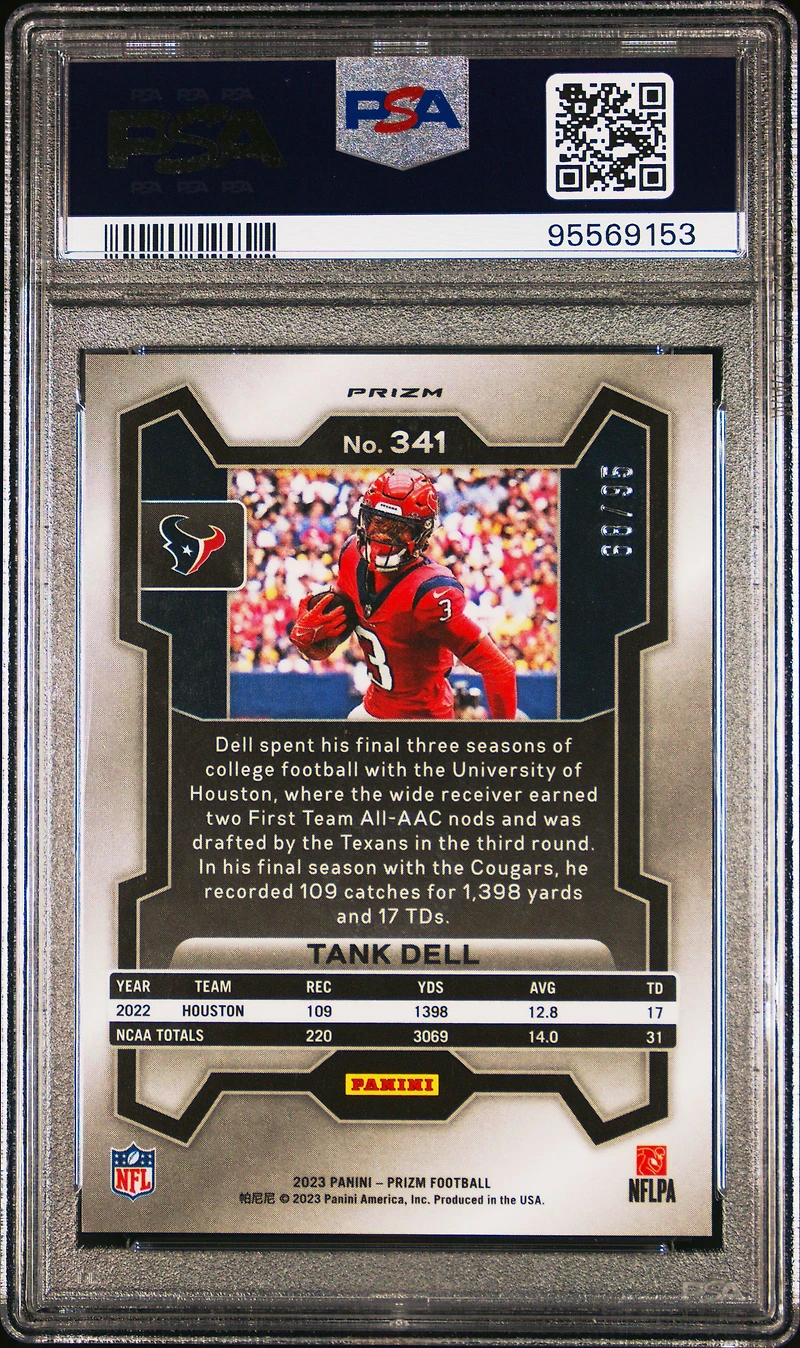 2023 Panini Prizm 341 Tank Dell No Huddle Blue PSA 10