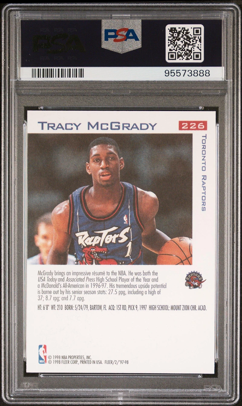 1997 Fleer 226 Tracy Mcgrady PSA 10