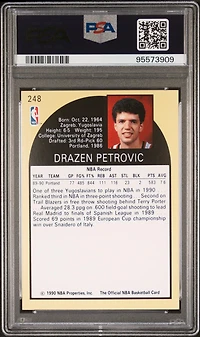 1990 Hoops 248 Drazen Petrovic PSA 9