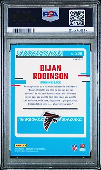2023 Panini Donruss Optic 206 Bijan Robinson Blue Hyper PSA 10