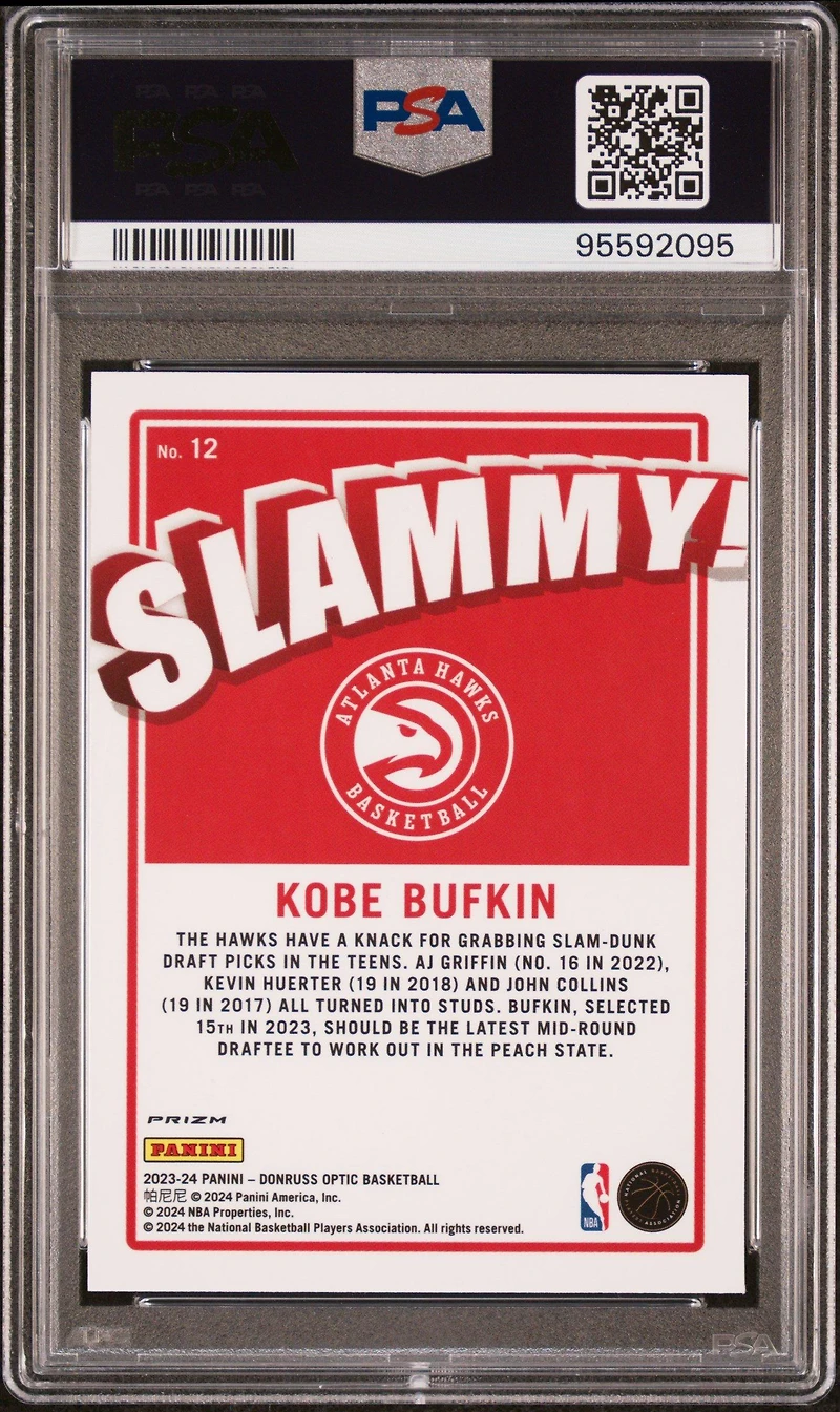 2023 Panini Donruss Optic Slammy! 12 Kobe Bufkin PSA 10