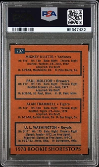 1978 Topps 707 Rookie Shortstops PSA 8