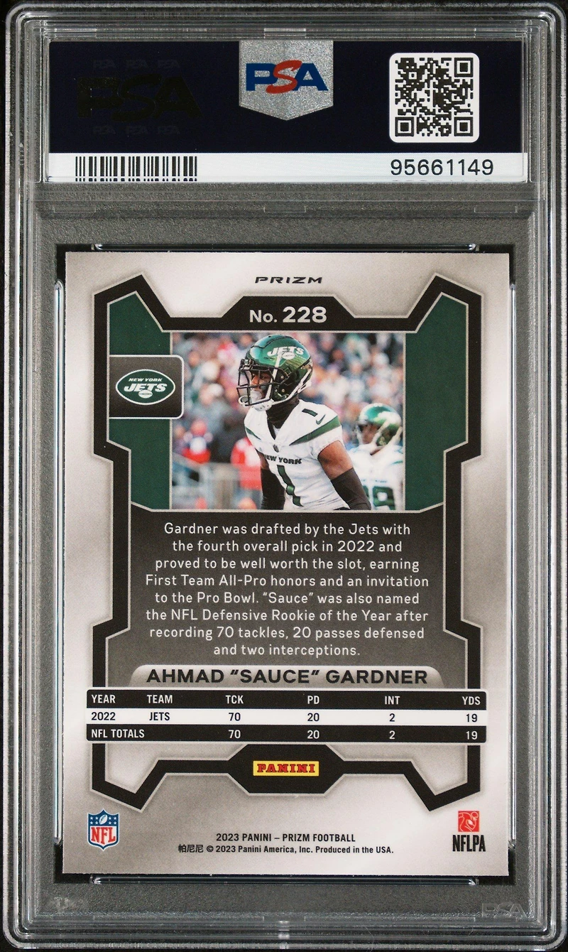 2023 Panini Prizm 228 Ahmad "sauce" Gardner Black & White Checker PSA 10