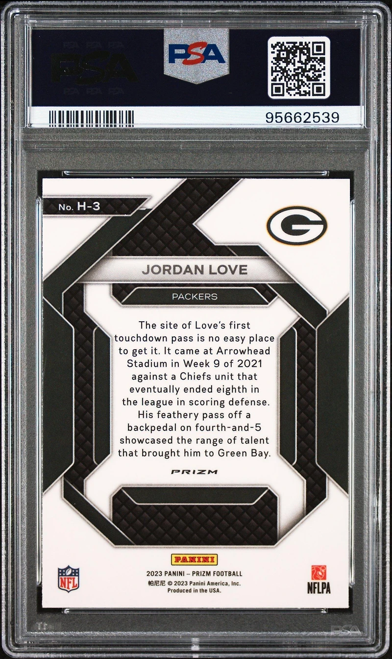 2023 Panini Prizm Emergent H3 Jordan Love Green Prizm PSA 10