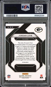 2023 Panini Prizm Emergent H3 Jordan Love Green Prizm PSA 10