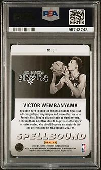 2023 Panini Donruss Elite Spellbound 3 Victor Wembanyama Orange Die-cut PSA 10