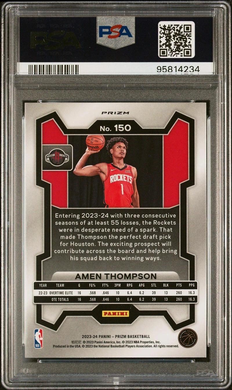2023 Panini Prizm 150 Amen Thompson Orange Ice PSA 10