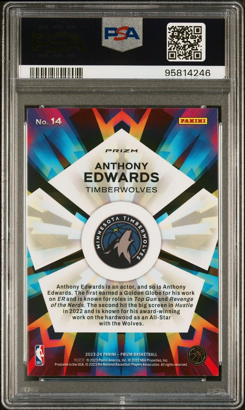 2023 Panini Prizm Kaleidoscopic 14 Anthony Edwards Fast Break PSA 10
