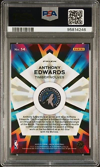 2023 Panini Prizm Kaleidoscopic 14 Anthony Edwards Fast Break PSA 10