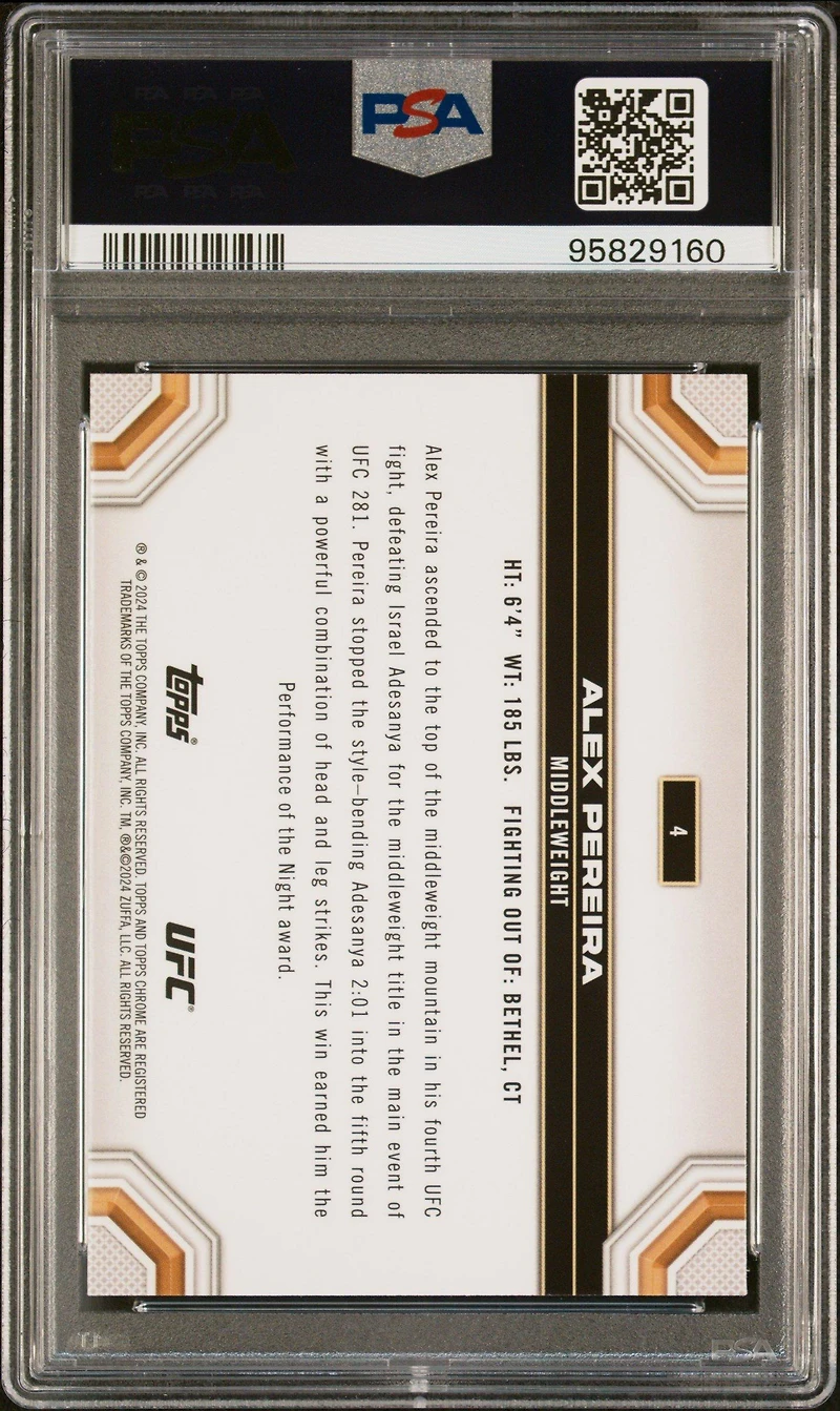 2024 Topps Chrome Ufc 4 Alex Pereira Magenta Refractor PSA 10