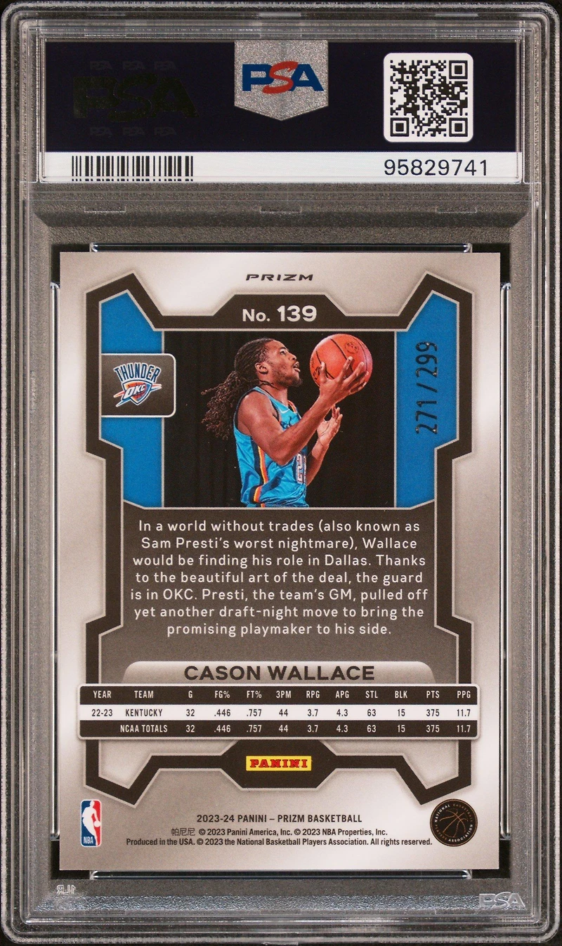 2023 Panini Prizm 139 Cason Wallace Red Seismic PSA 10