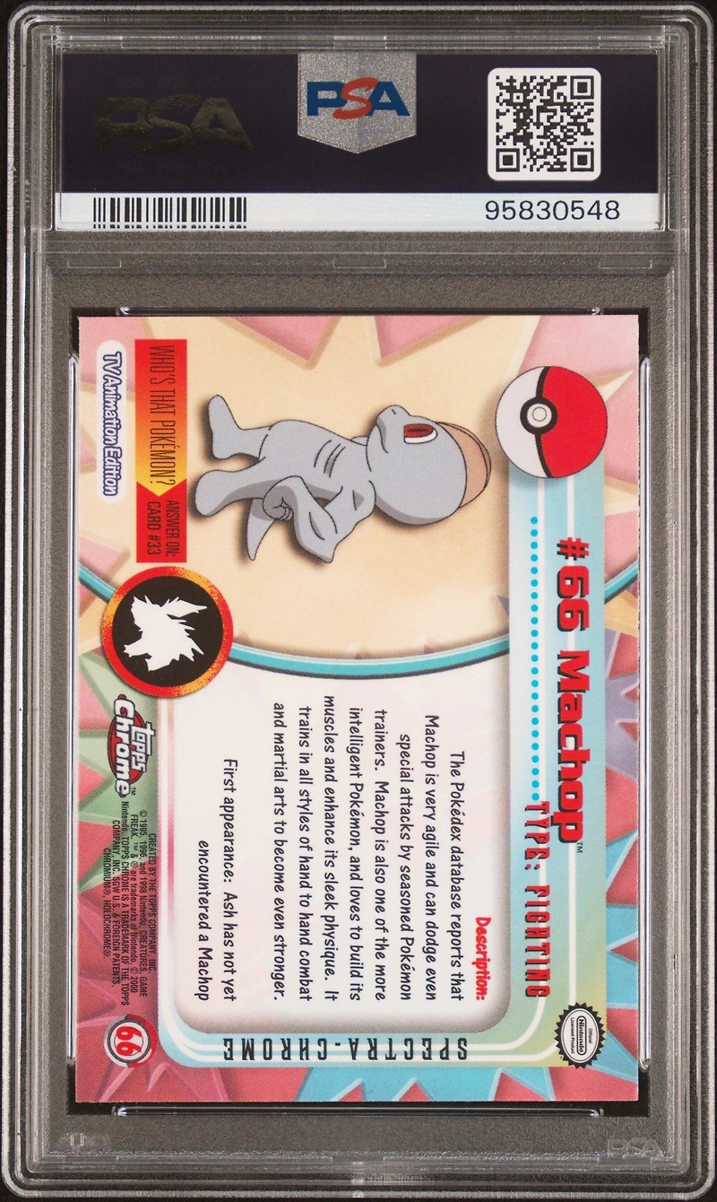 2000 Topps Chrome Pokemon T.v. 66 Machop Spectra PSA 8