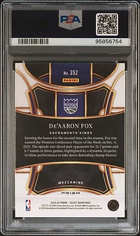 2023 Panini Select 352 De'aaron Fox Tiger Prizm PSA 10