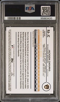 2024 Topps Chrome Rookie Autographs Rajc Jackson Chourio Purple Refractor PSA 9