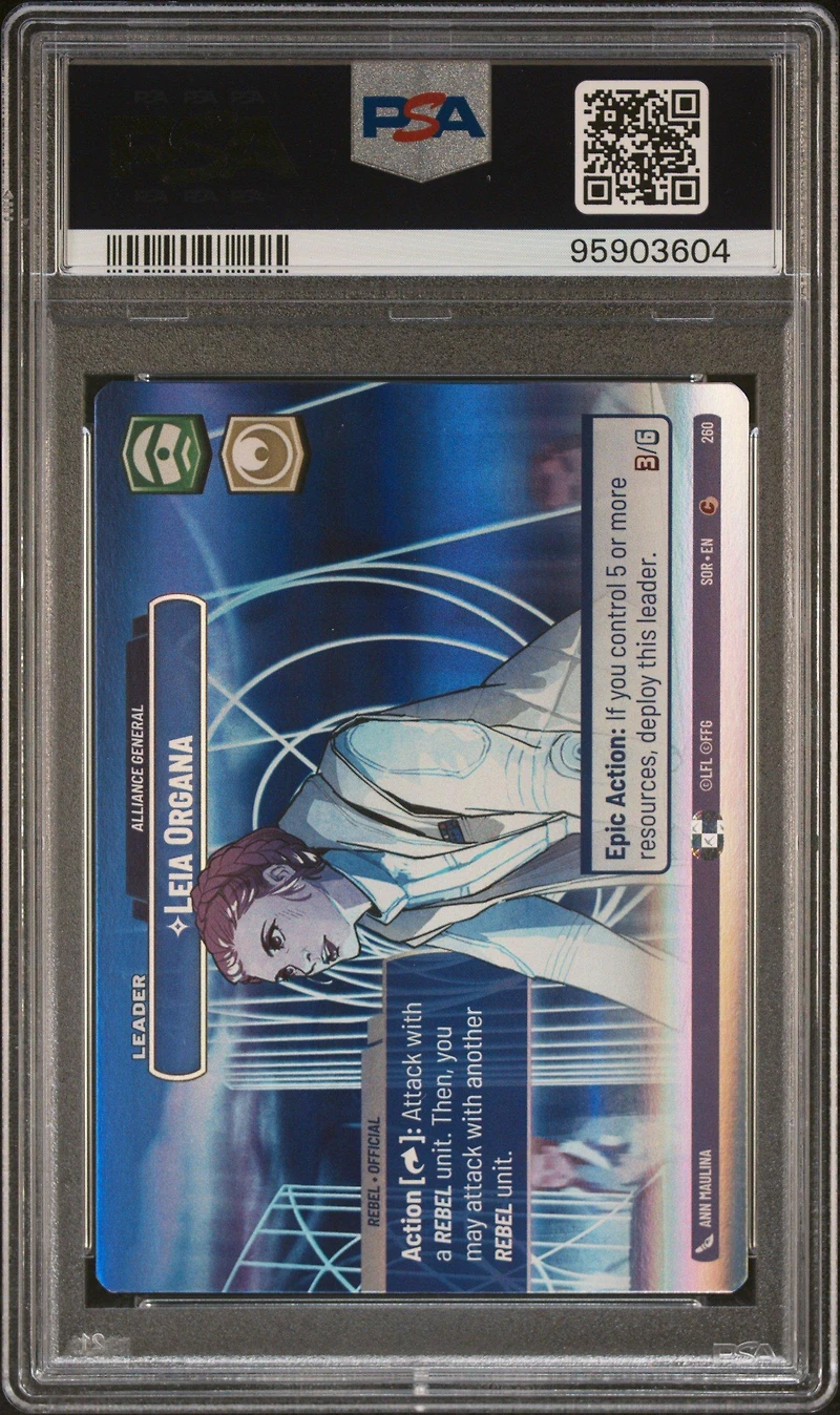 2024 Star Wars: Unlimited Spark Of Rebellion 260 Leia Organa, Alliance General Showcase PSA 9