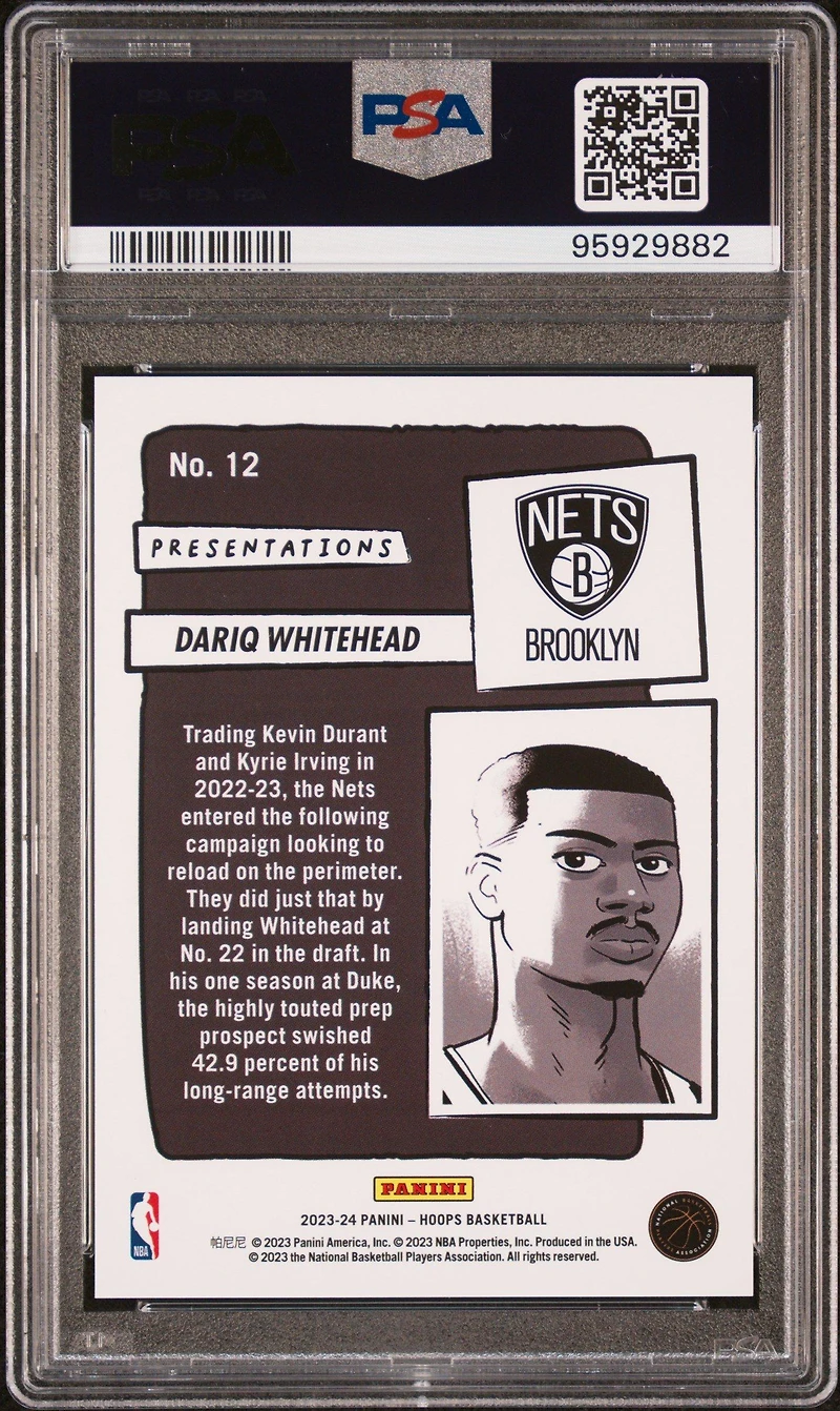 2023 Panini Nba Hoops Presentations 12 Dariq Whitehead PSA 10