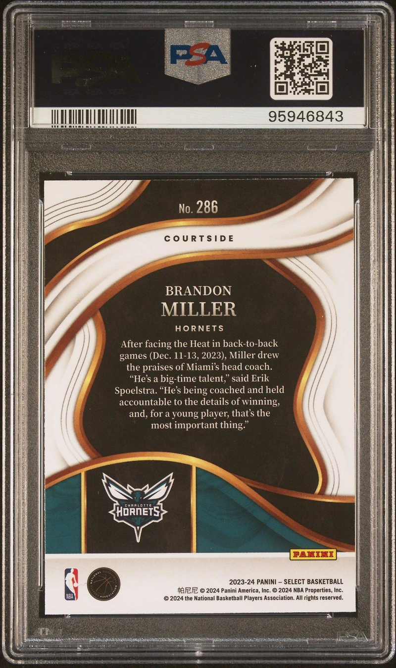 2023 Panini Select 286 Brandon Miller Blue PSA 10