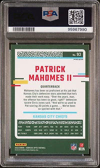 2023 Panini Donruss Optic 93 Patrick Mahomes Ii Holo PSA 9
