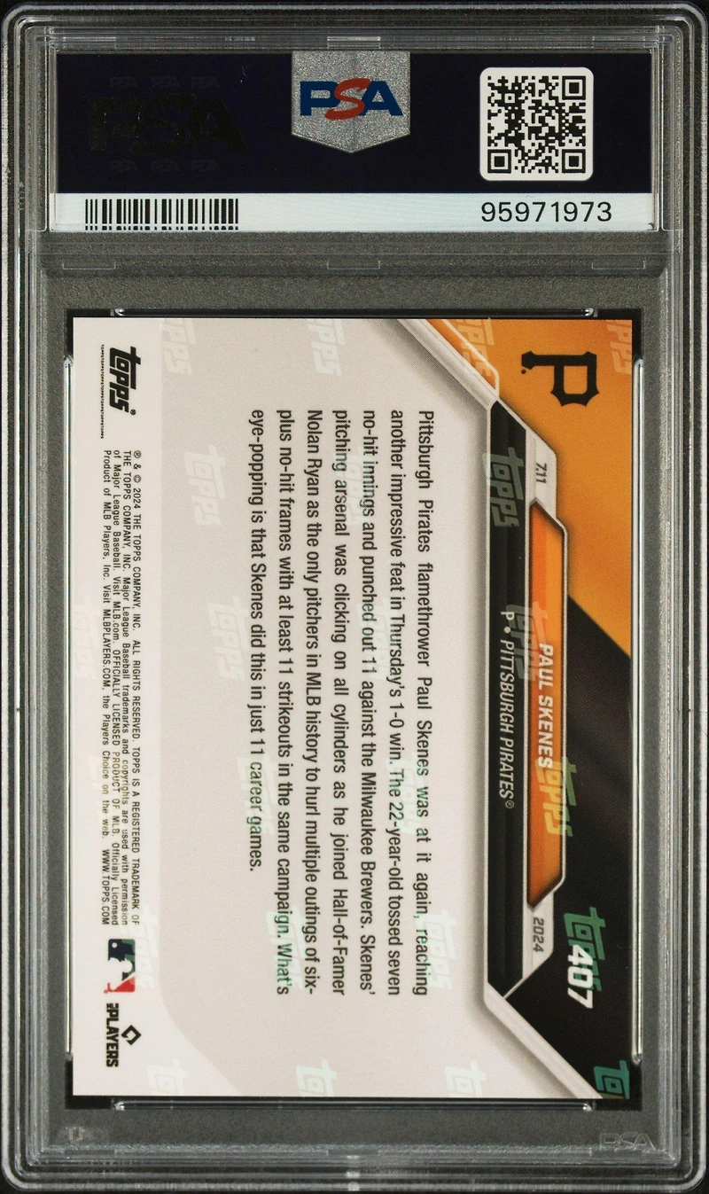 2024 Topps Now 407 Paul Skenes PSA 10