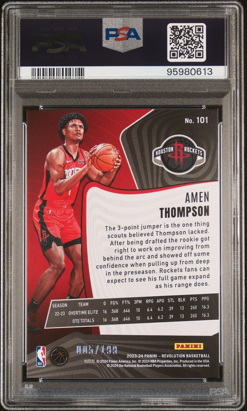 2023 Panini Revolution 101 Amen Thompson Red Swirl PSA 9