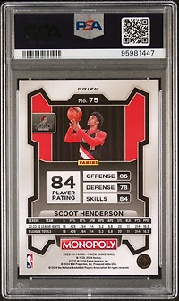 2023 Panini Prizm Monopoly 75 Scoot Henderson Monopoly Man Black And White PSA 10