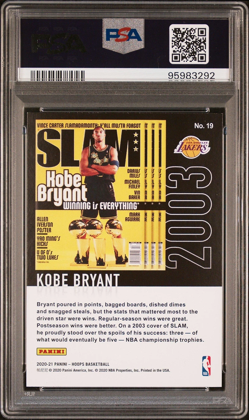 2020 Panini Hoops Slam 19 Kobe Bryant Holo PSA 8