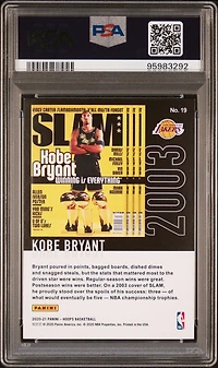 2020 Panini Hoops Slam 19 Kobe Bryant Holo PSA 8