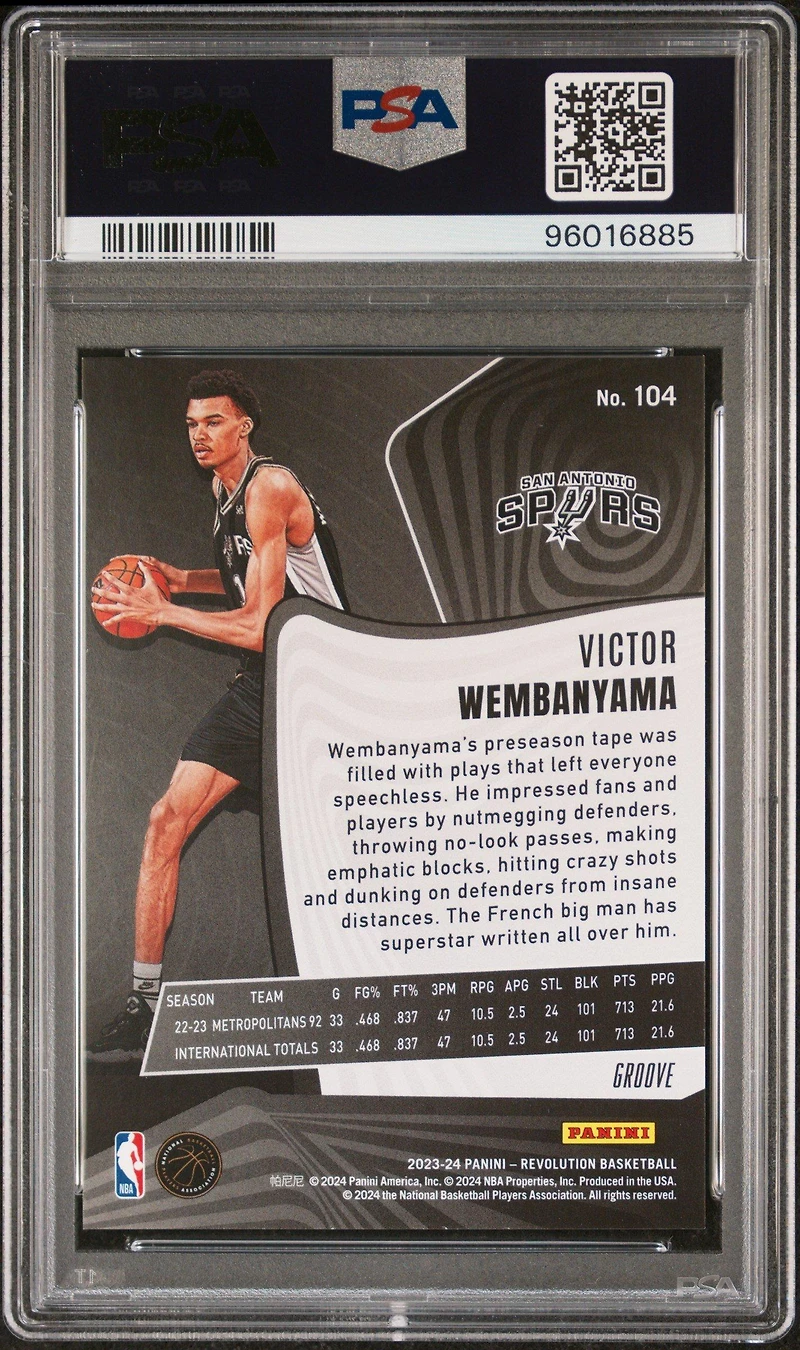 2023 Panini Revolution 104 Victor Wembanyama Groove PSA 10