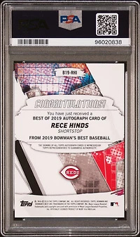 2019 Bowman's Best Best Of 2019 Autographs B19rhi Rece Hinds PSA 10